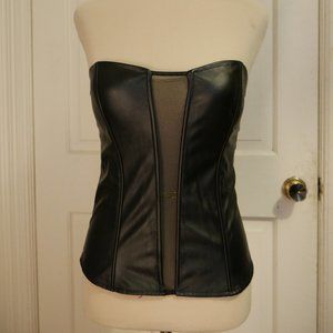 black faux leather corset S with mesh insert